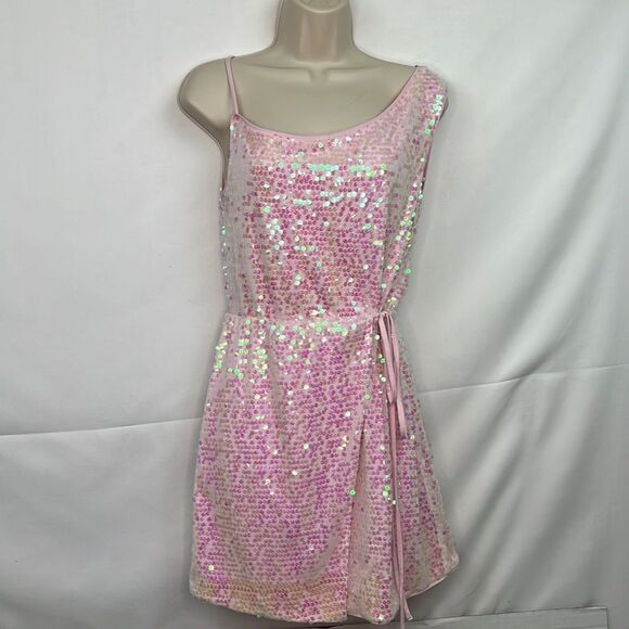 H:ours pink iridescent sequin mini dress EUC size 5 REVOLVE - Picture 1 of 10